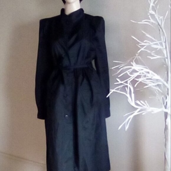 VTG Weather Wise Trench Coat With Matching Belt By Betsey B Puff Shoulders Sz S - Picture 2 of 11